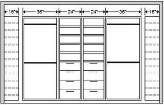 Custom closet width dimensions diagram